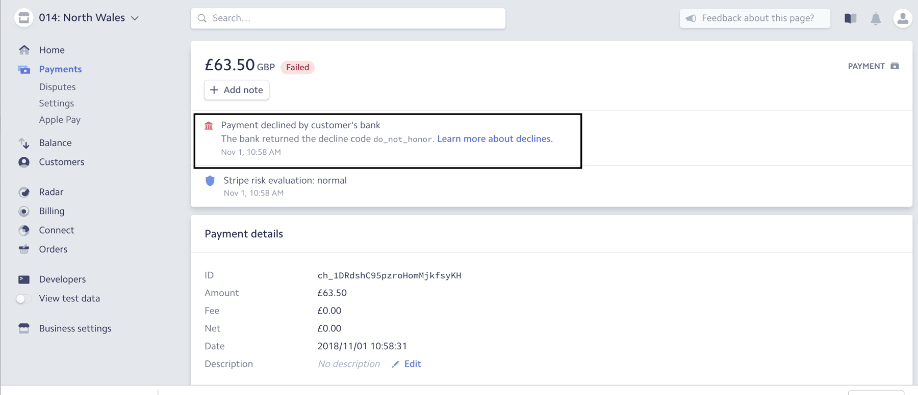 Payment Card Not Working