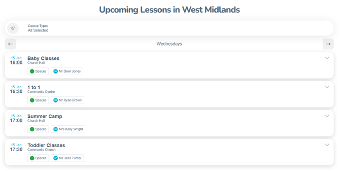 Classes Widget
